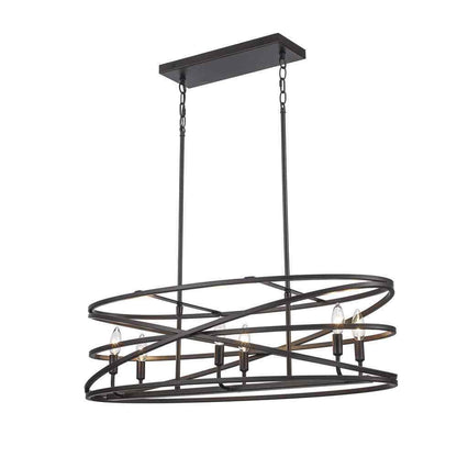 Home Decorators Sarolta Sands Bronze Kitchen Island Light w/ Linear Metal Shade