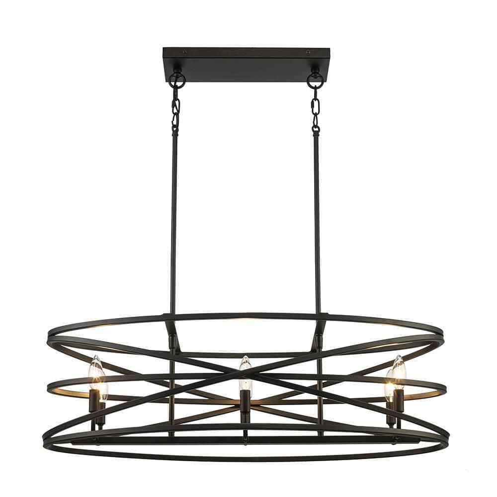 Home Decorators Collection Sarolta Sands 6-Light Black Island Hanging Light