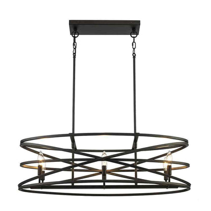 Home Decorators Collection Sarolta Sands 6-Light Black Island Hanging Light