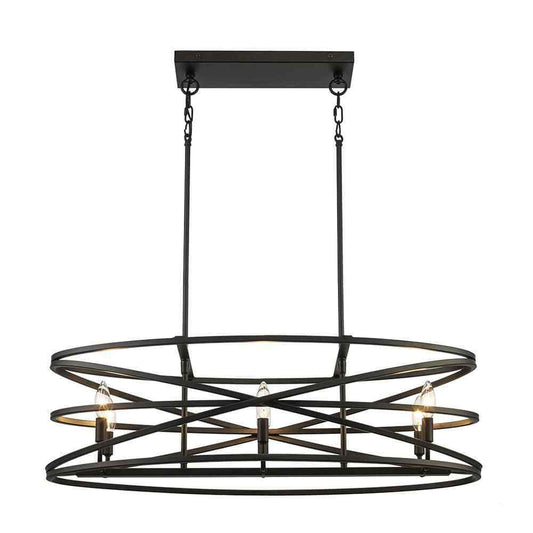Home Decorators Collection Sarolta Sands 6-Light Black Island Hanging Light