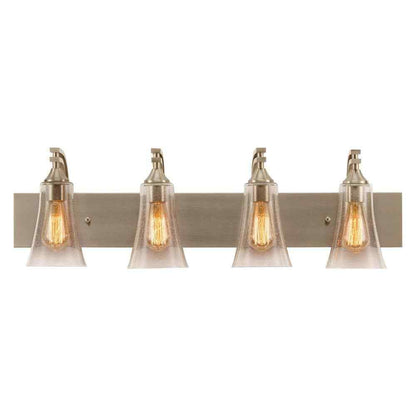 Merra 32 in. 4-Light Nickel Vanity Light with Clear Seeded Glass Shades