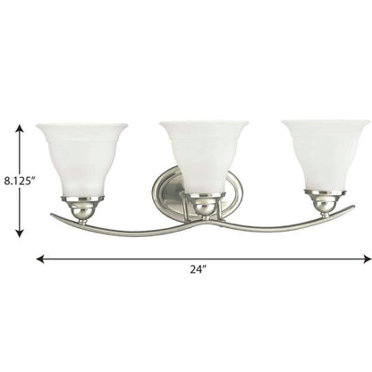 Progress Lighting Trinity 3-Light Brushed Nickel Glass Traditional Bath Vanity