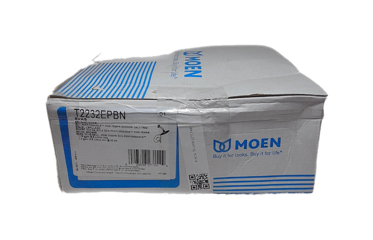 MOEN Eva Posi-Temp Rain Shower 1-Handle Shower Faucet Trim Kit Brushed Nickel