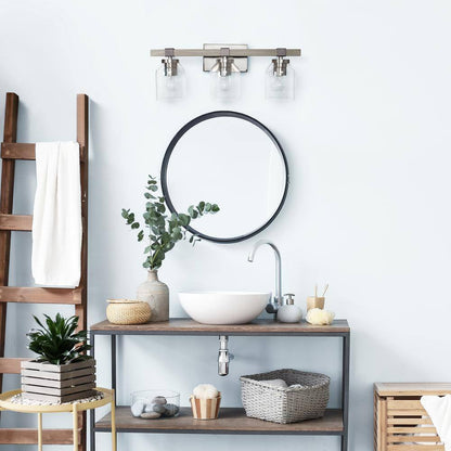 Lalia Home 22 in. Gray Rustic 3-Light Metal and Clear Glass Shade Wall Fixture