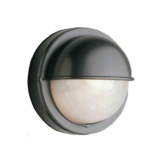 Bel Air Lighting Mesa II 7 in. Black Round Bulkhead Outdoor Wall Light Fixture