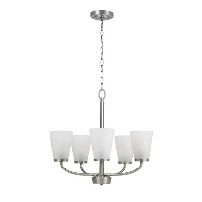 Hampton Bay Helena 21" 5-Light Brushed Nickel Chandelier w/ Frosted Glass Shades