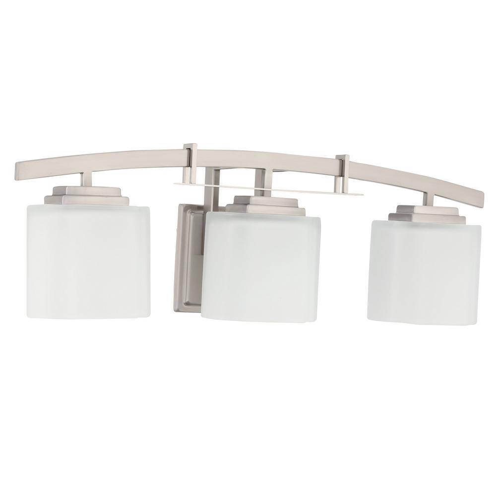 Hampton Bay Architecture 3-Light Brushed Nickel Vanity Light