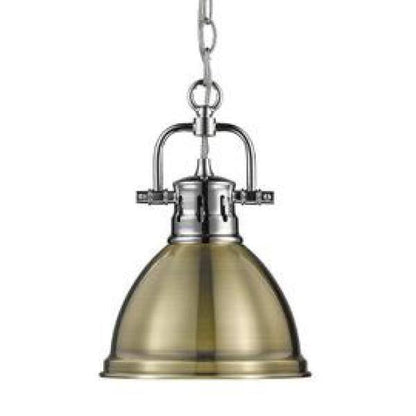 Golden Lighting Duncan 1-Light Chrome Standard Mini Pendant with Metal Shade
