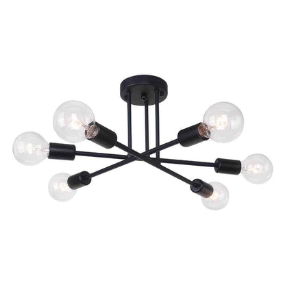RRTYO Highlandville 23.62 in. 6-Light Black Sputnik Semi-Flush Mount