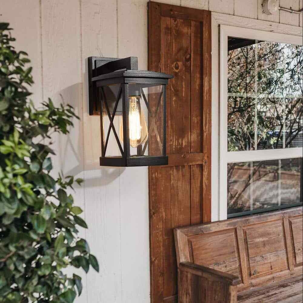 LNC Modern Black Outdoor Wall lantern Sconce 1-Light Hardwired Light Fixture