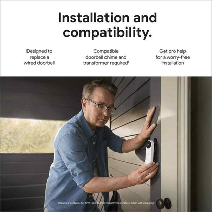 Google Nest Doorbell Wired 2nd Gen - Snow GA02767-US