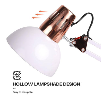LamQee 18 in. White Architect Gooseneck Table Lamp w/ Adjustable Metal Swing Arm