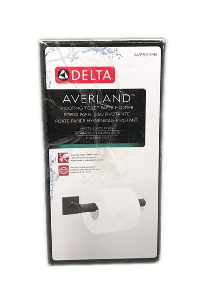 Delta Averland Wall Mount Pivot Arm Toilet Paper Holder in Matte Black