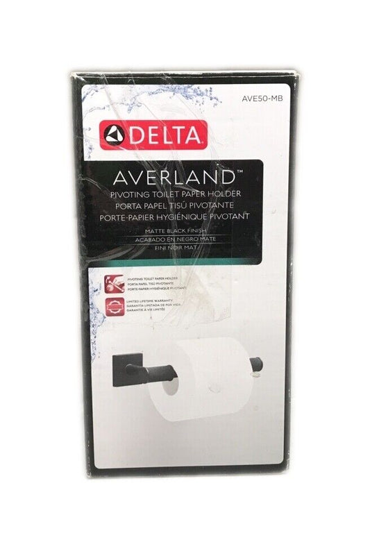 Delta Averland Wall Mount Pivot Arm Toilet Paper Holder in Matte Black