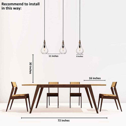 Uolfin Maya 1-Light Black Pendant Hanging Light with Seeded Teardrop Glass Shade