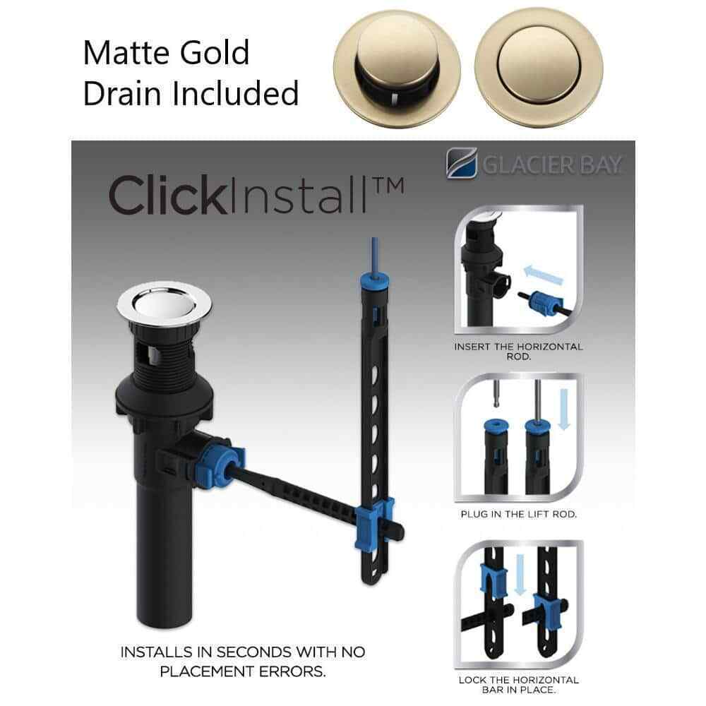 Glacier Bay Modern Single-Handle Low-Arc Bathroom Faucet in Matte Gold