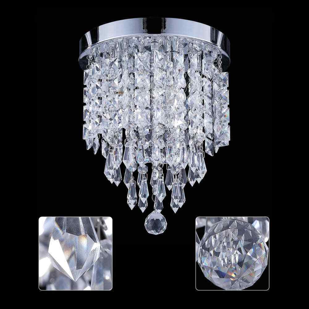 Merra 8.7 in. 3-Light Chrome Flush Mount��Chandelier��Light with K9 Crystals