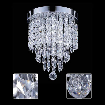 Merra 8.7 in. 3-Light Chrome Flush Mount��Chandelier��Light with K9 Crystals