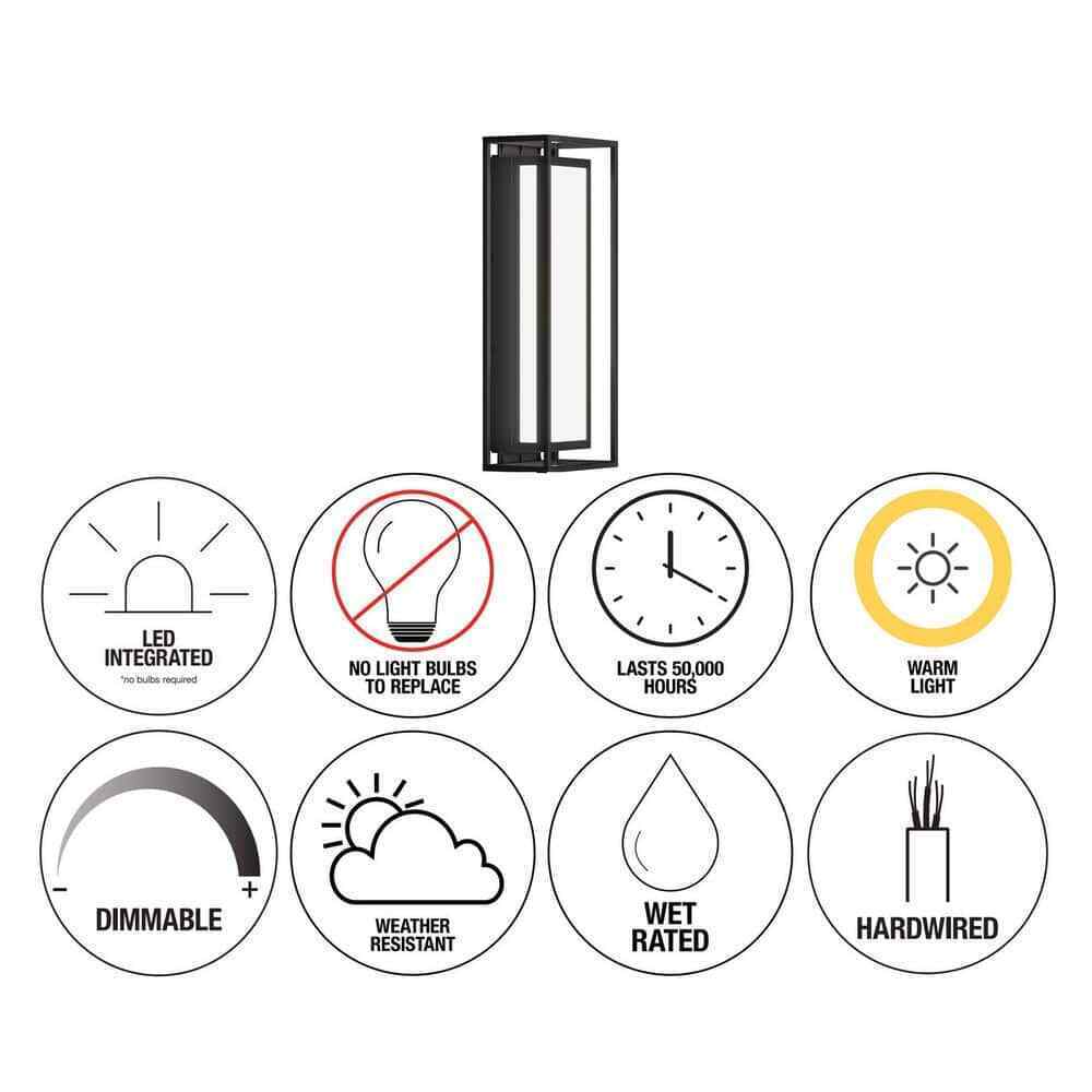 Artika Ghost Black Modern Integrated LED Outdoor Hardwired Light Lantern Sconce