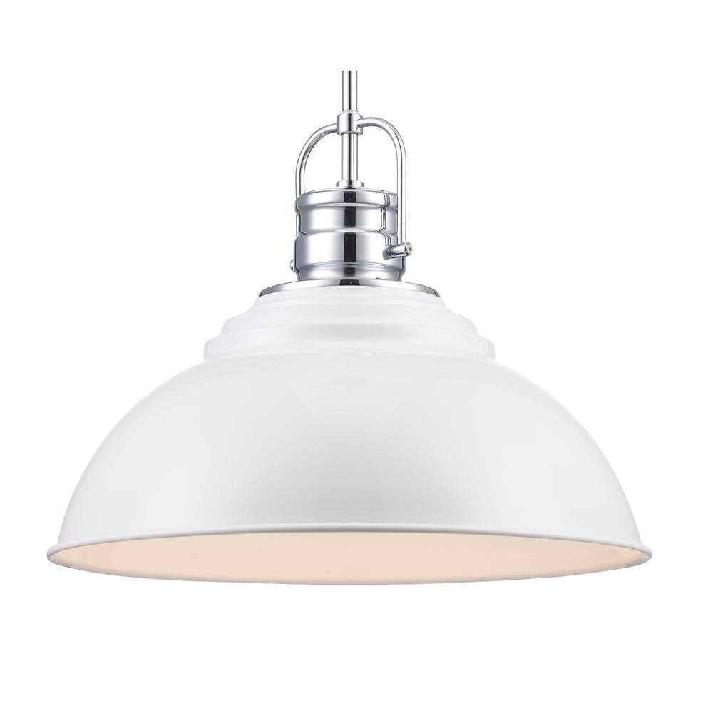 Home Decorators Shelston 16 in. 1-Light White and Chrome Farmhouse Light