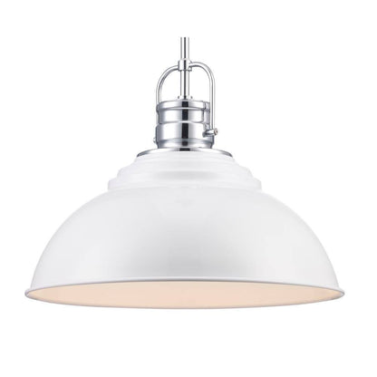 Home Decorators Shelston 16 in. 1-Light White and Chrome Farmhouse Light
