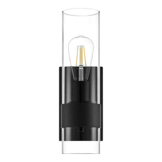 Hampton Bay Denbeck 4.5 in. W Matte Black 1-Light Sconce Clear Glass