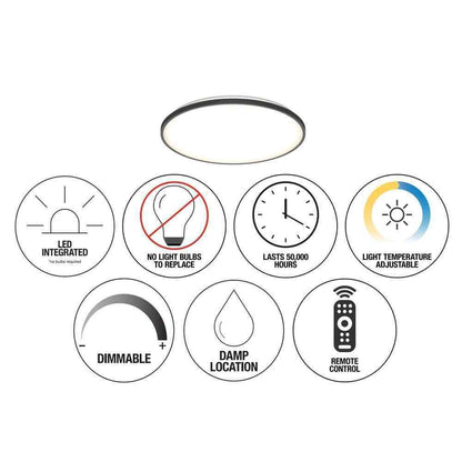 Artika Europa Modern Black LED CCT 3 Flush Mount Ceiling Light Fixture