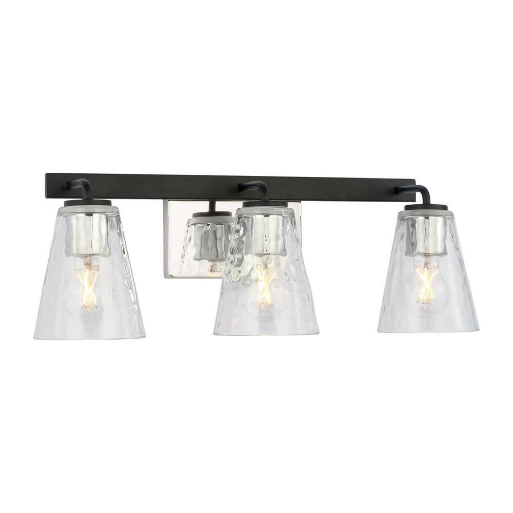 Home Decorators Westbrook 3-Light Matte Black Modern Bathroom Vanity Light