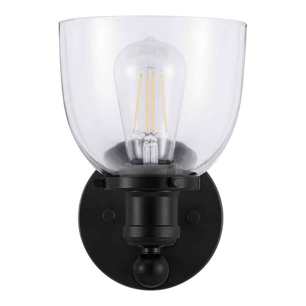 Home Decorators Evelyn Matte Black Indoor Wall Sconce