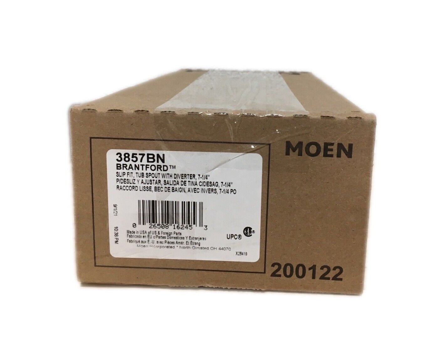 MOEN Diverter Tub Spout with Slip Fit Connection in Brushed Nickel 3857BN