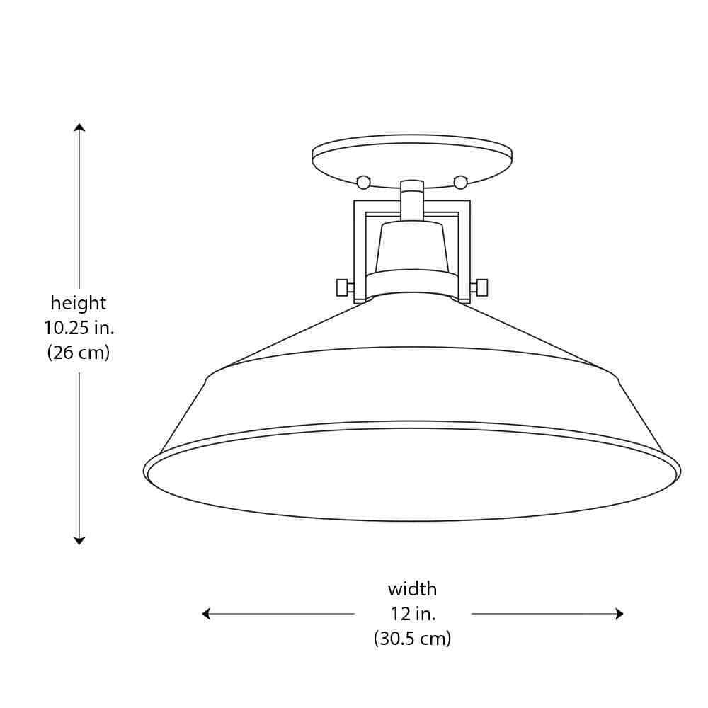 Hampton Bay Wilhelm 12 in. 1-Light Black Semi-Flush Mount DC-C4927-12 BK