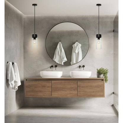 Eglo Montey 1-Light Black Mini-Pendant with Clear Glass Shade 202127A