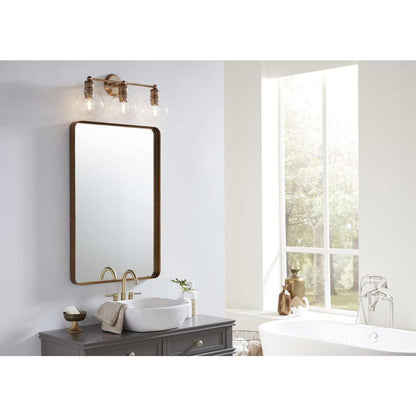Progress Lighting Hansford 3-Light Gold Vintage Brass Clear Glass Vanity Light