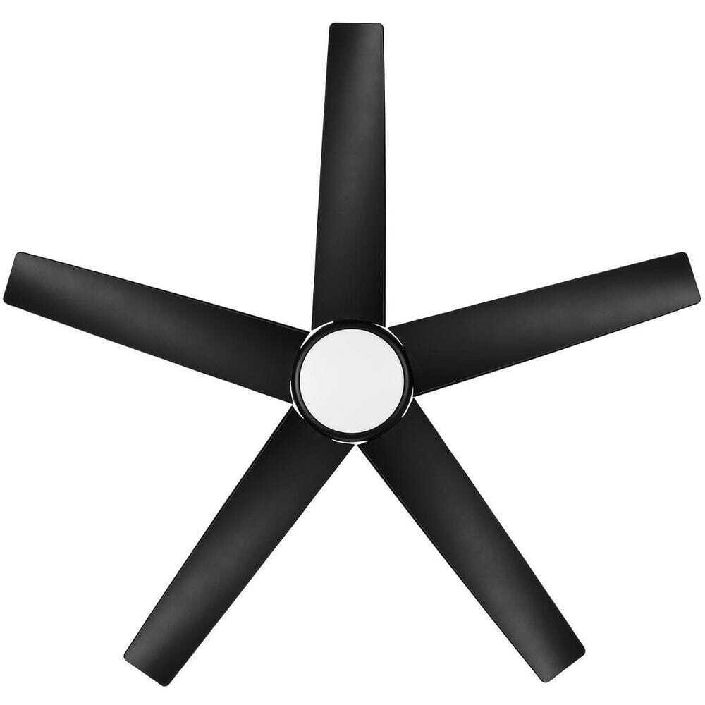 Hampton Bay Mena 44 in. White, Integrated LED Matte Black Hugger Ceiling Fan