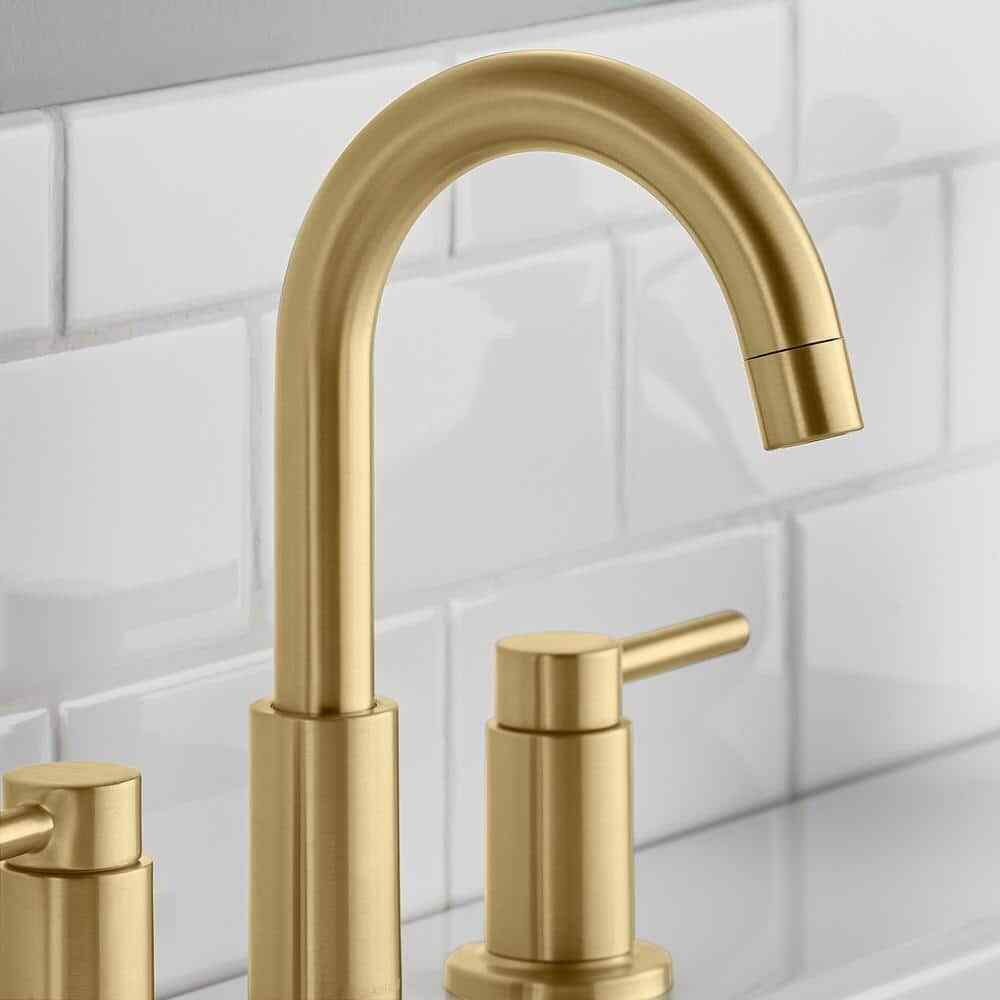 Glacier Bay Dorind 8 in. Widespread 2-Handle High-Arc Bathroom Faucet Matte Gold