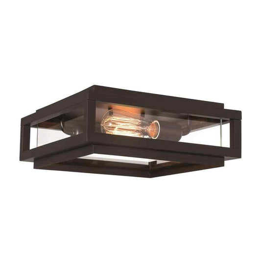 GLUCKSTEINELEMENTS Rockwell 12 in. 2-Light Black Flush Mount