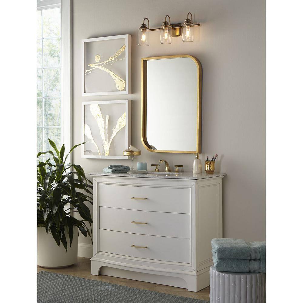 Progress Lighting Aiken 3-Light Vintage Brass Clear Glass Bath Vanity Light