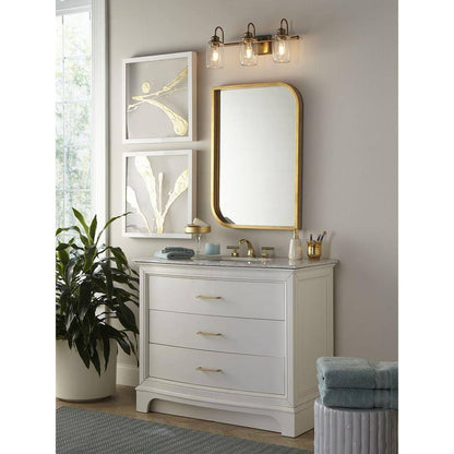 Progress Lighting Aiken 3-Light Vintage Brass Clear Glass Bath Vanity Light