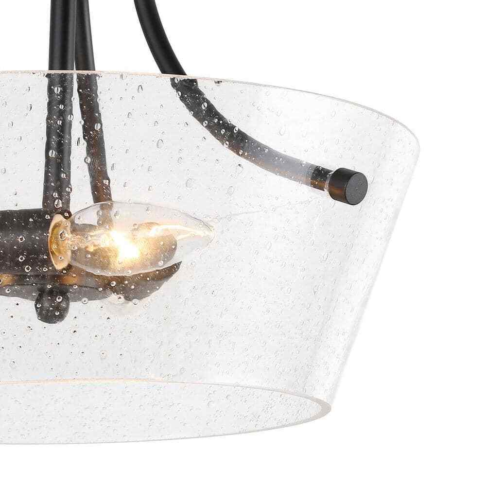 LNC Modern Black Farmhouse 3-Light Semi-Flush Mount Center-Bowl Ceiling Light