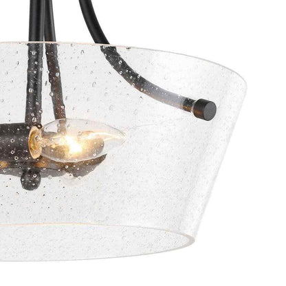 LNC Modern Black Farmhouse 3-Light Semi-Flush Mount Center-Bowl Ceiling Light