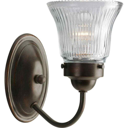 Progress Lighting Fluted Glass Antique Bronze Clear Glass Bath Vanity Light