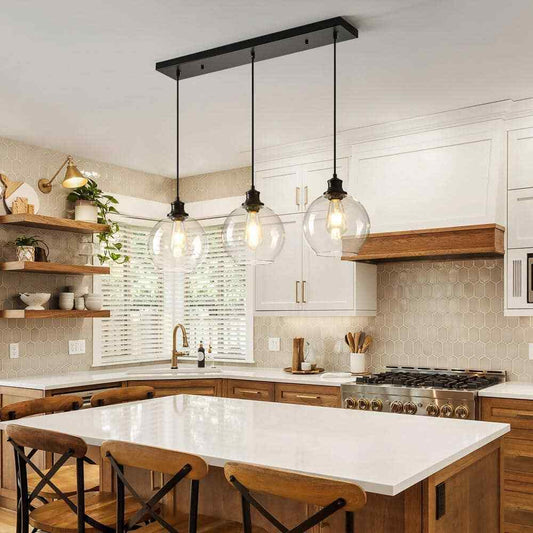 GoYeel Modern Contemporary Black Ceiling Pendant Light w/ Globe Glass Shade