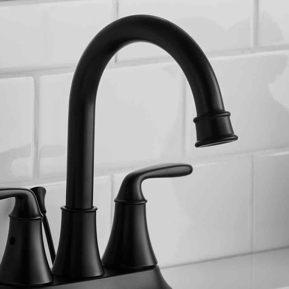 Glacier Bay Sadira 4" Centerset 2-Handle High-Arc Bathroom Faucet in Matte Black