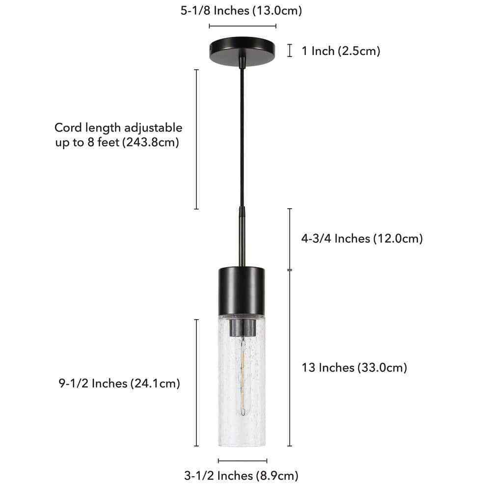 Meyer&Cross Lance 1-Light Blackened Steel Pendant with Seeded Glass Shade