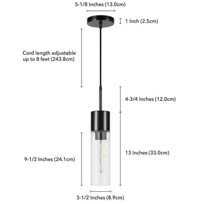 Meyer&Cross Lance 1-Light Blackened Steel Pendant with Seeded Glass Shade