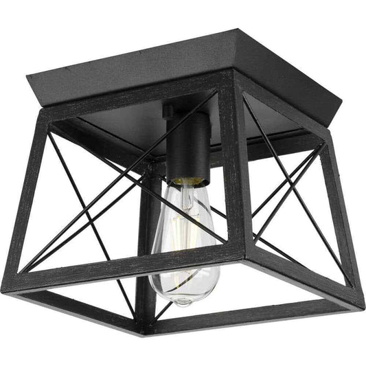 Progress Lighting Briarwood 1-Light Cerused Black Ceiling Light Flush Mount