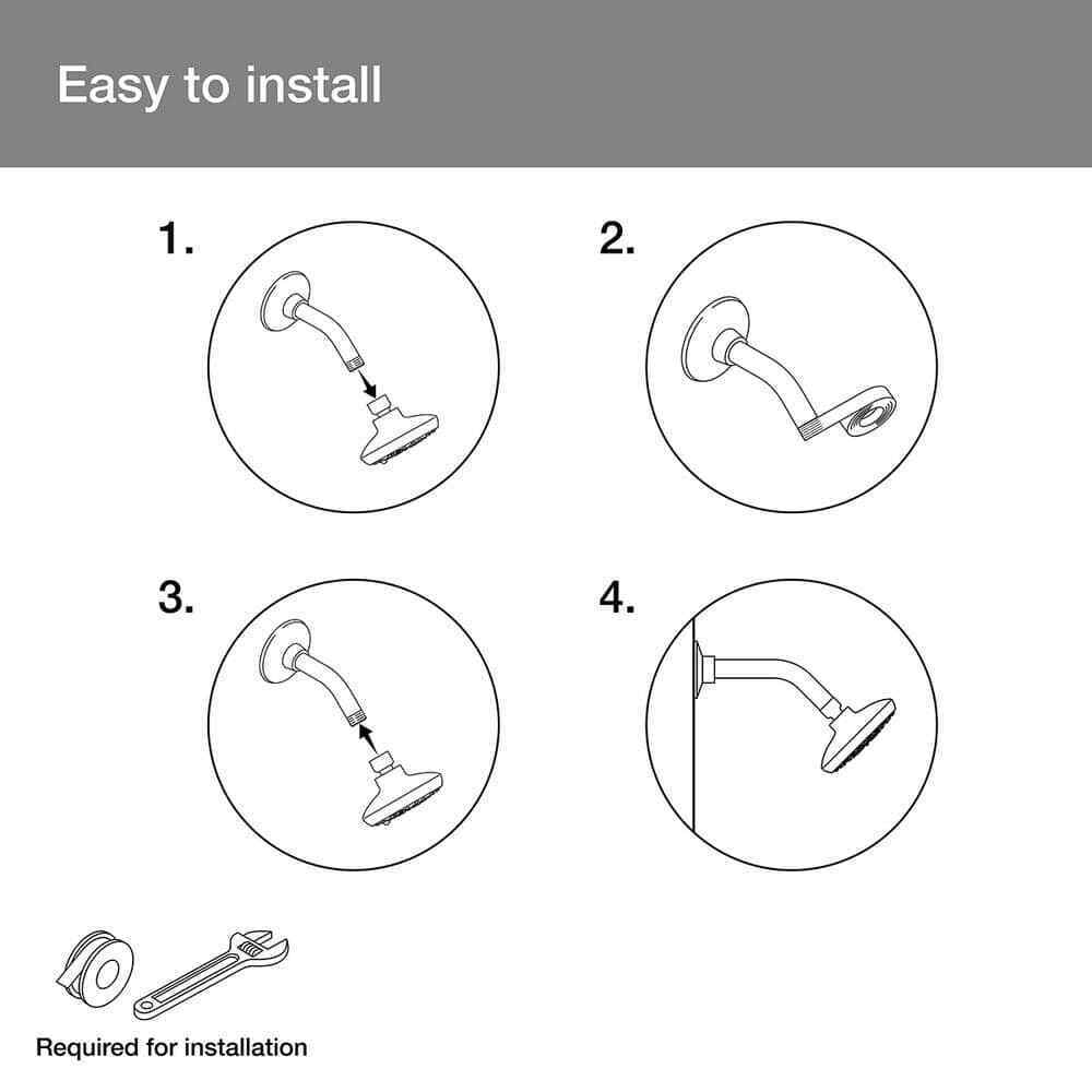 KOHLER Cursiva 3-Spray Patterns 6.75 in. Wall Mount Fixed Showerhead Matte Black