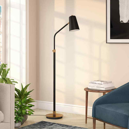 Meyer&Cross Austen 65 in. Matte Black and Brass Floor Lamp