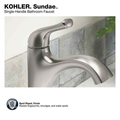 KOHLER Sundae Single Handle Single Hole Bathroom Faucet , Vibrant Brushed Nickel