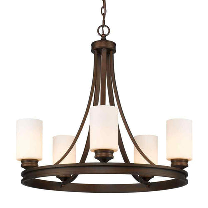 Golden Lighting Holborn Collection 5-Light Bronze Opal Shade Chandelier